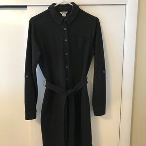 Duluth Trading Women's Waffle Weave Dress Gray Roll Tab Sleeve Size Xs